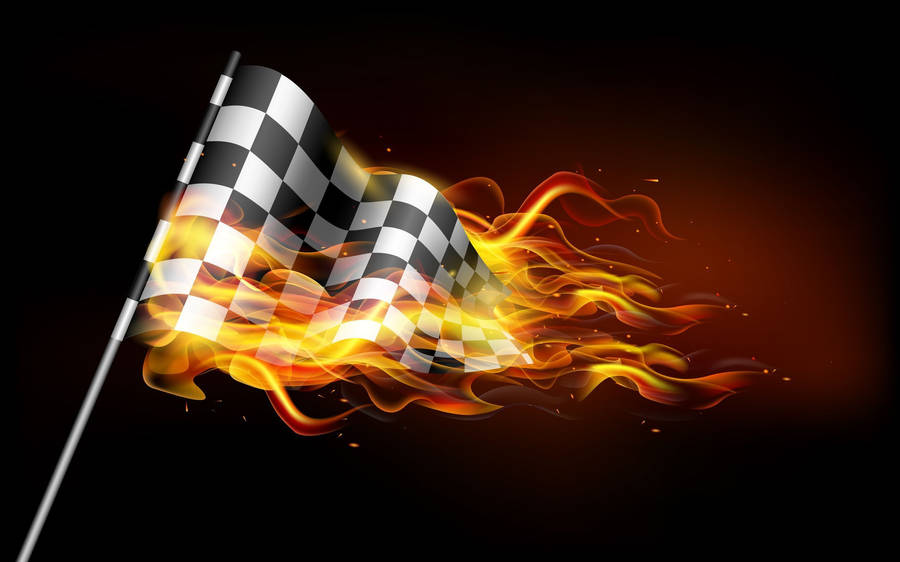 Blazing Checkered Flag Wallpaper