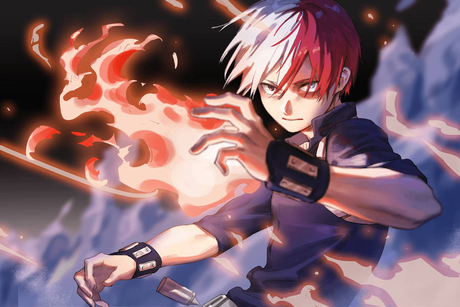 Blazing Hands Of Cute Todoroki Wallpaper