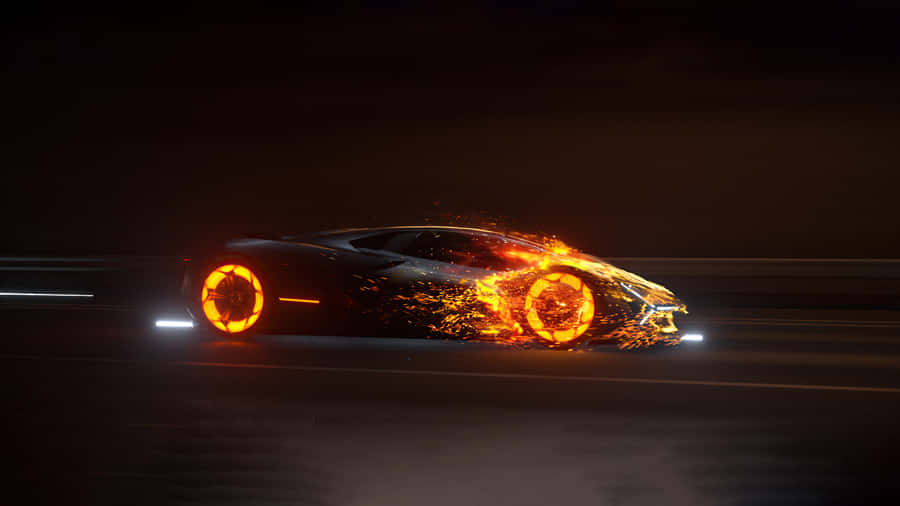 Blazing Lamborghini Nighttime Speed Wallpaper