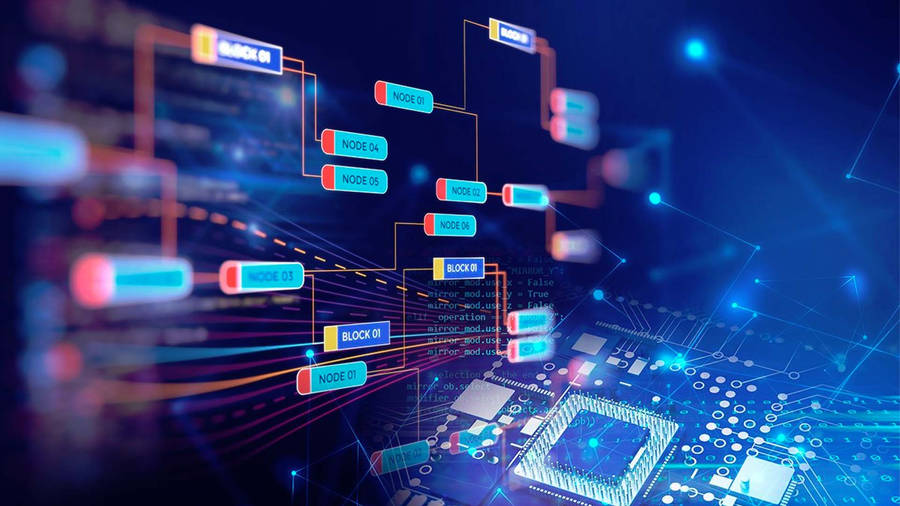 Blockchain Computer Chip Design Wallpaper