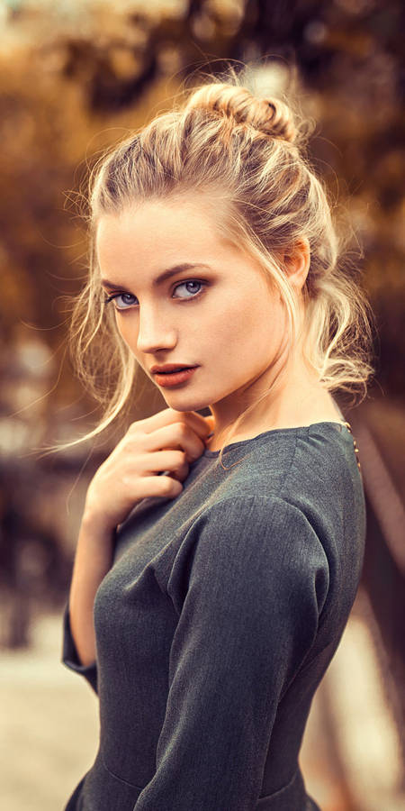 Blonde Girl Hair Bun Wallpaper