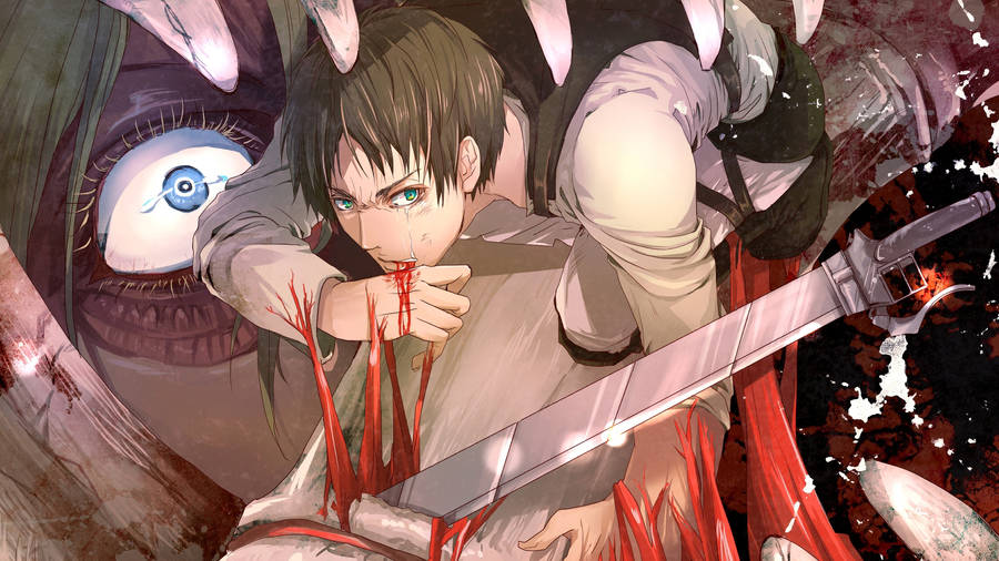 Bloody Eren Yeager Art Wallpaper