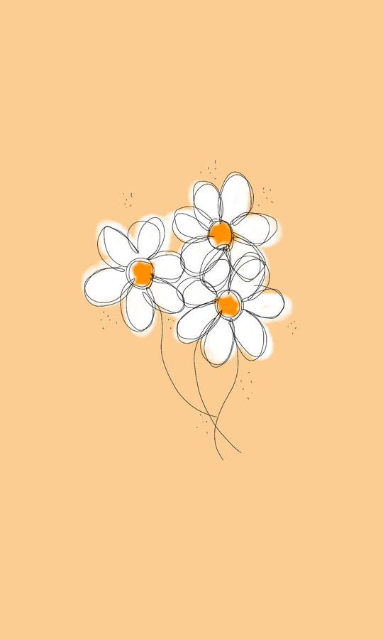 Blooming Pure Serenity: A White Daisy Illustration Wallpaper