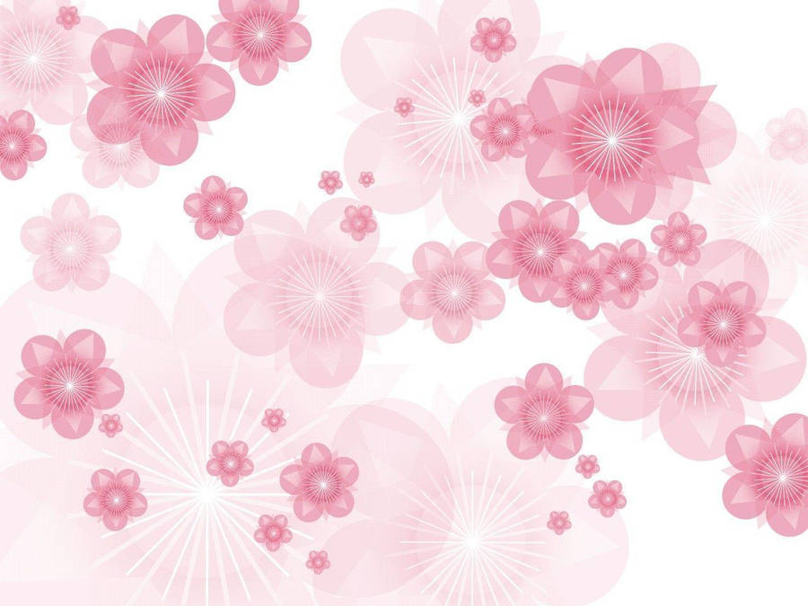 Blossoming Pink Flower On Illustrated White Background Wallpaper