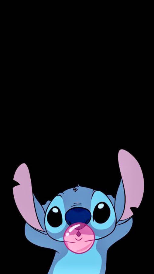 Blowing Bubblegum Stitch Phone Wallpaper