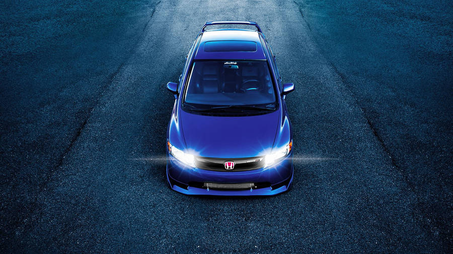 Blue 4k Honda Civic Asphalt Road Wallpaper