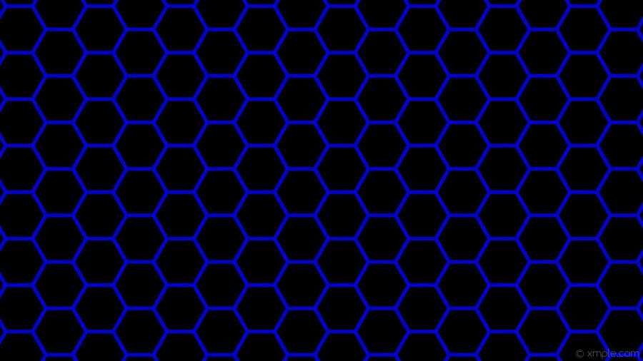 Blue And Black Honeycomb Pattern Wallpaper