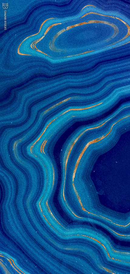 Blue And Gold Abstract Painting Wallpaper