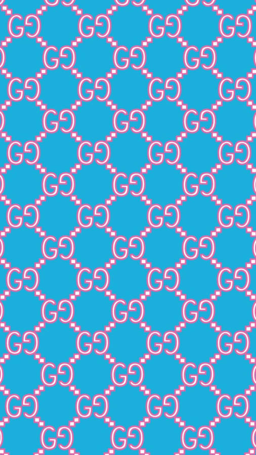 Blue And Pink Gucci Pattern Wallpaper