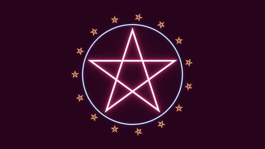 Blue And Red Pentagram Wallpaper