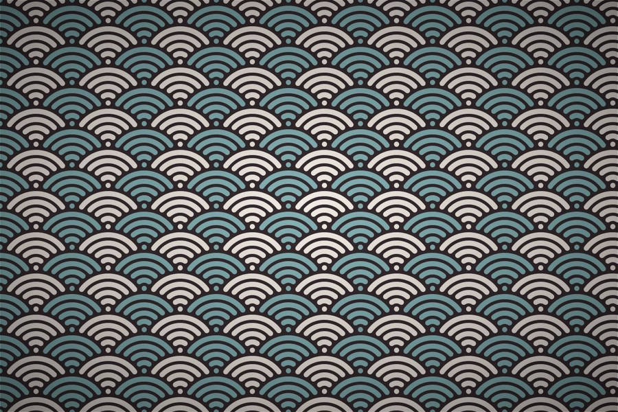 Blue And White Japanese Waves Wallpaper