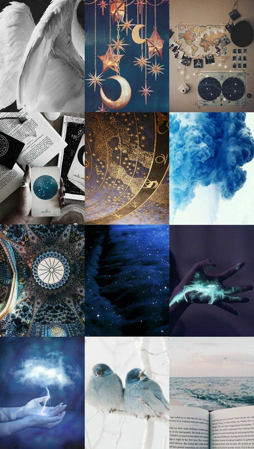 Blue And White Witchy Aesthetic Wallpaper