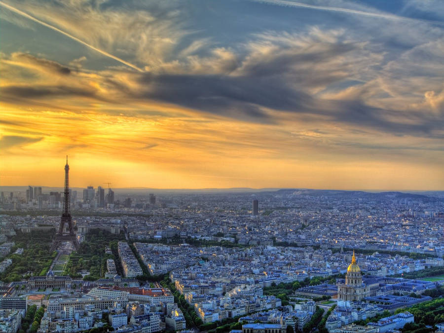 Blue And Yellow Sky Paris Wallpaper