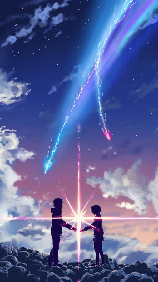 Blue Anime Falling Stars Aesthetic Wallpaper