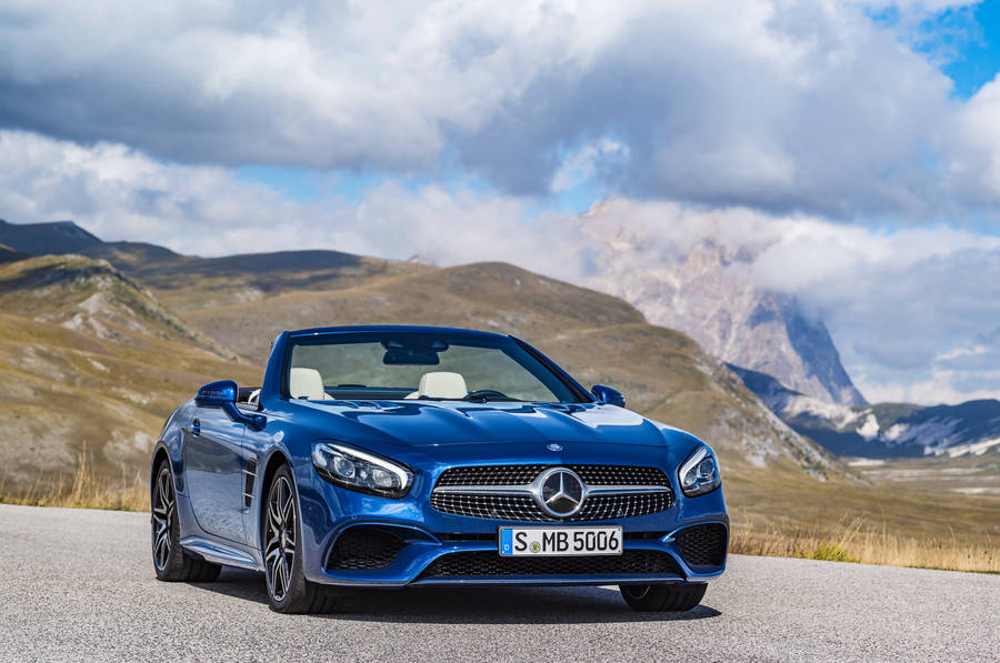 Blue Benz 4k By The Mountain Wallpaper