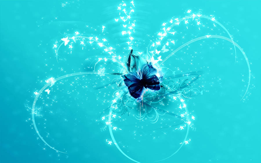 Blue Butterfly Abstract Flower Outline Wallpaper