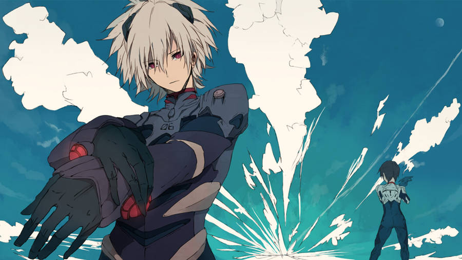 Blue Cloudy Kaworu Nagisa Art Wallpaper