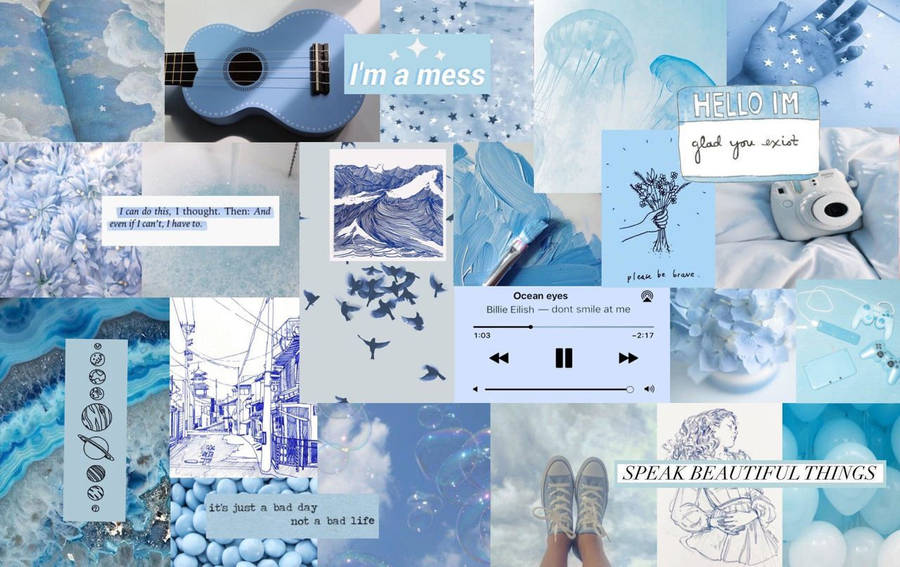 Blue Collage Photos From Pinterest Laptop Wallpaper