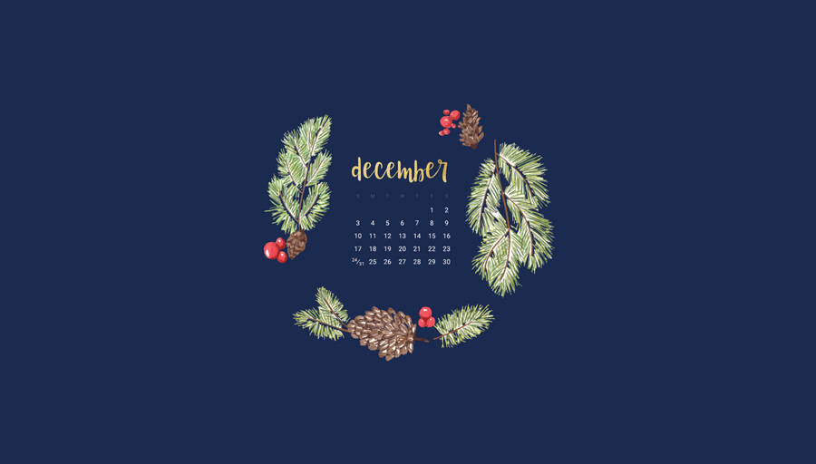 Blue December Calendar Wallpaper