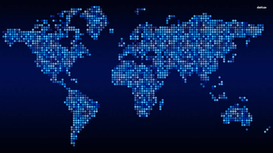 Blue Digital Screen World Map Wallpaper