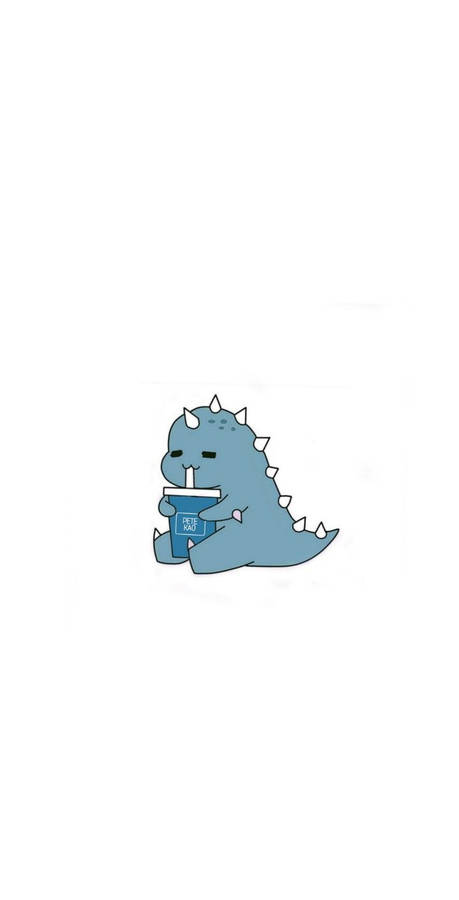 Blue Dino Kawaii Iphone Wallpaper