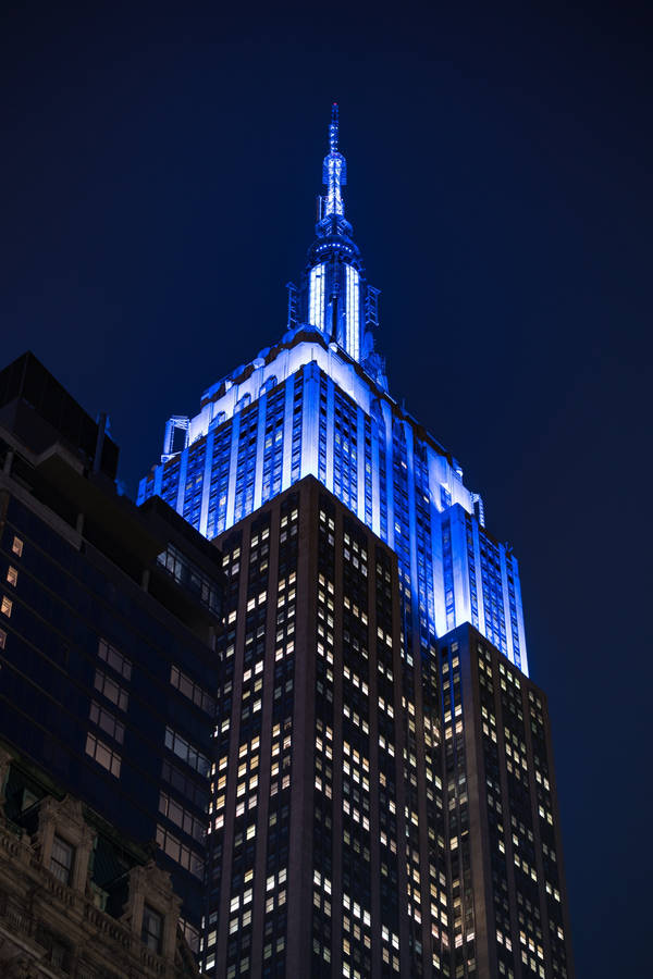 Blue Empire State New York Night Iphone Wallpaper