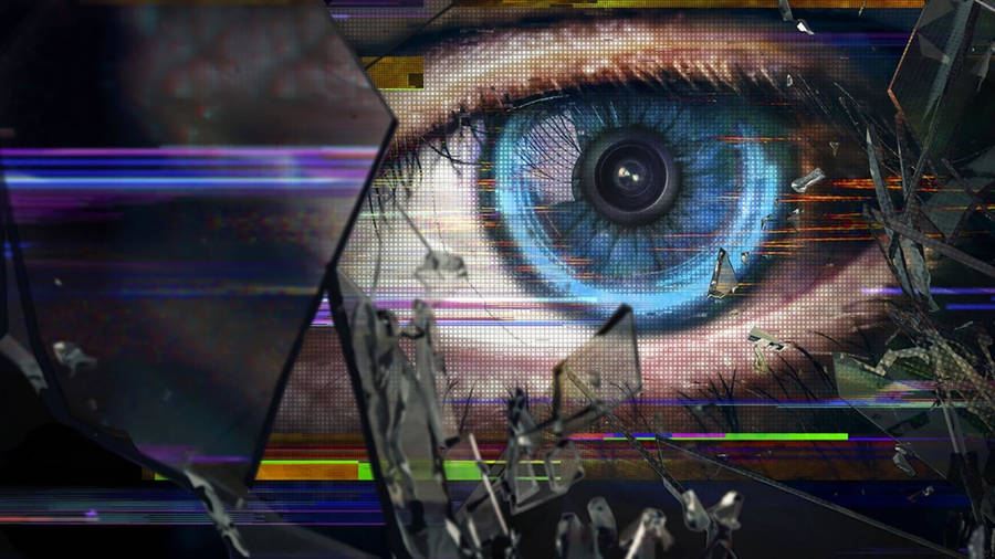 Blue Eye In A Broken Black Mirror Wallpaper