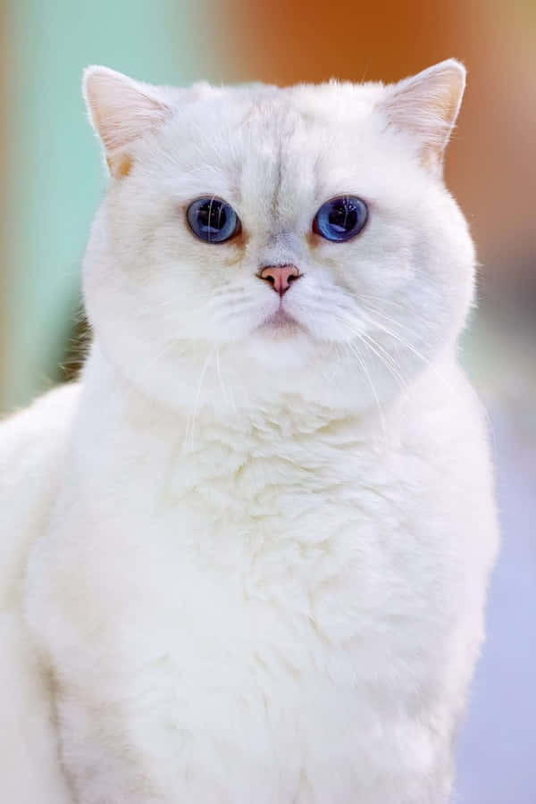 Blue Eyed White Cat Portrait Wallpaper