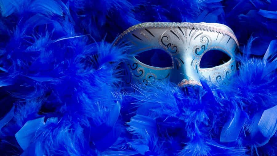 Blue Feather Mardi Gras Mask Wallpaper