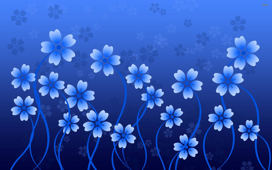 Blue Flowers Design Wallpaper