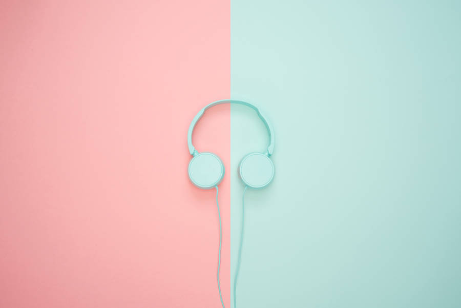 Blue Headset On Pink And Blue Wallpaper