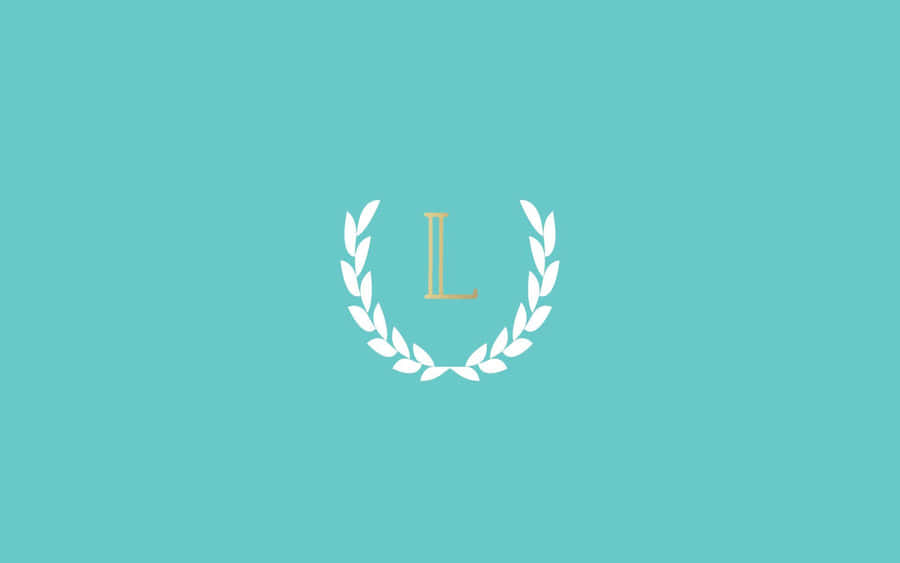 Blue Laurel Wreath Monogram Desktop Wallpaper