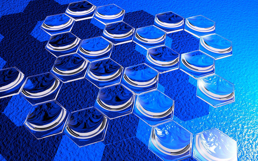 Blue Liquid Metal Hexagons Wallpaper
