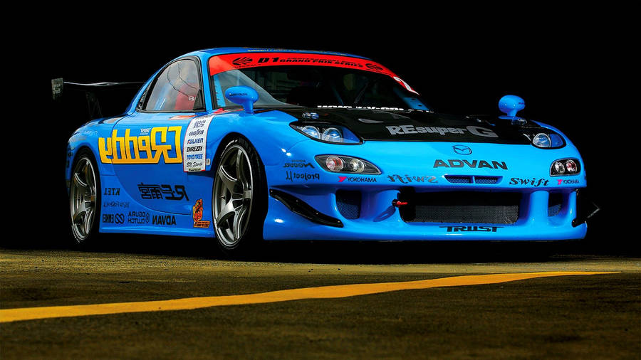 Blue Mazda Rx7 Close-up Wallpaper