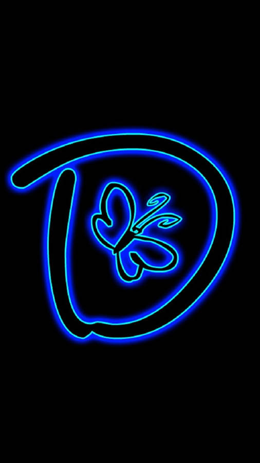 Blue Neon Aesthetic Letter D Wallpaper