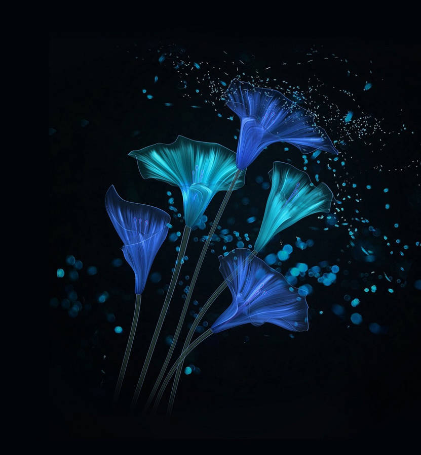 Blue Neon Flower Live Art Wallpaper