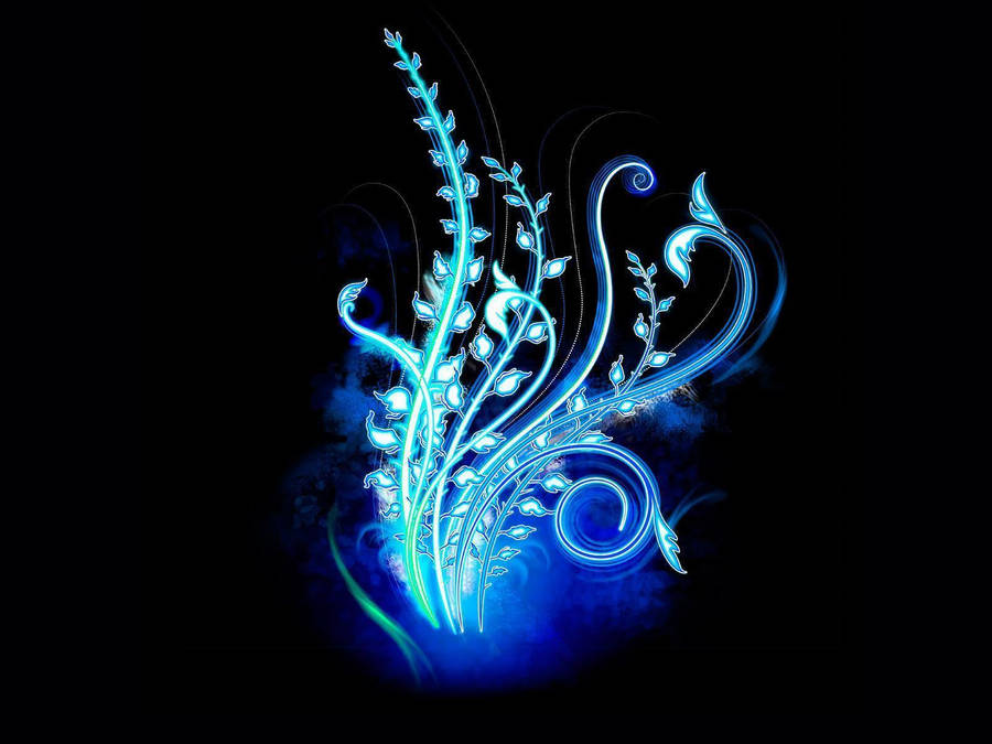 Blue Neon Plant Wallpaper