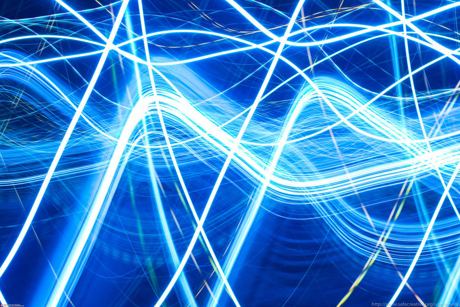 Blue Neon Waves Wallpaper