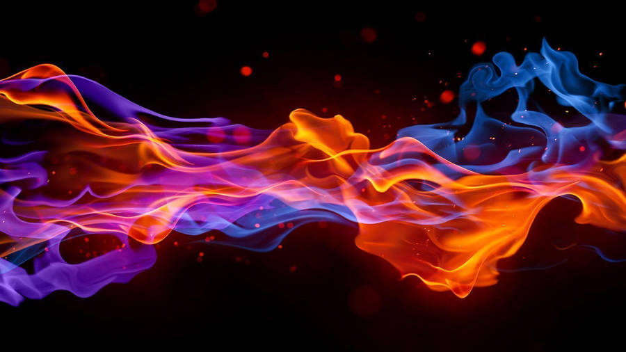 Blue Orange Fire Background Wallpaper