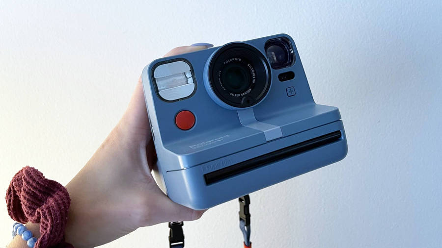 Blue Polaroid Camera Wallpaper