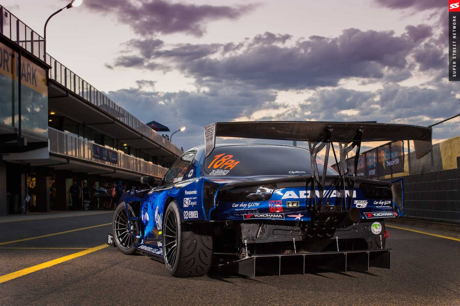 Blue Rx7 Car Wrap Back View Wallpaper