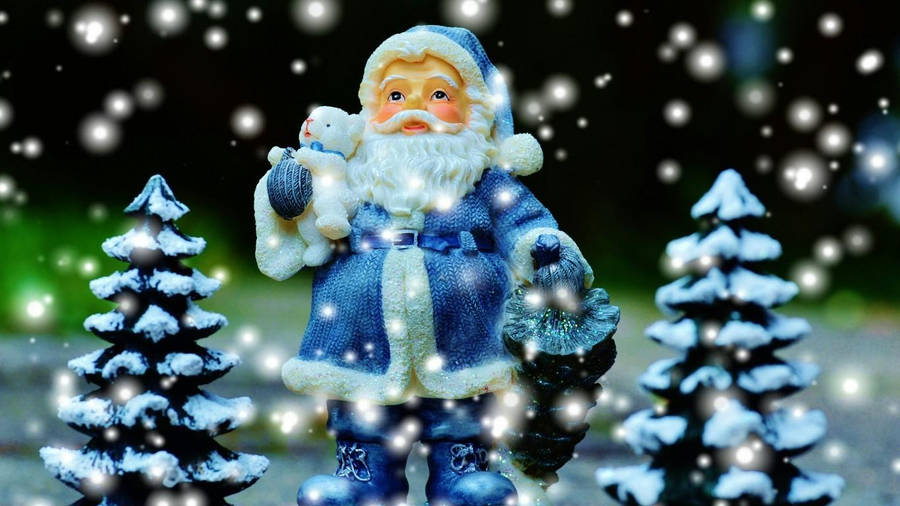 Blue Santa Claus Christmas Laptop Wallpaper