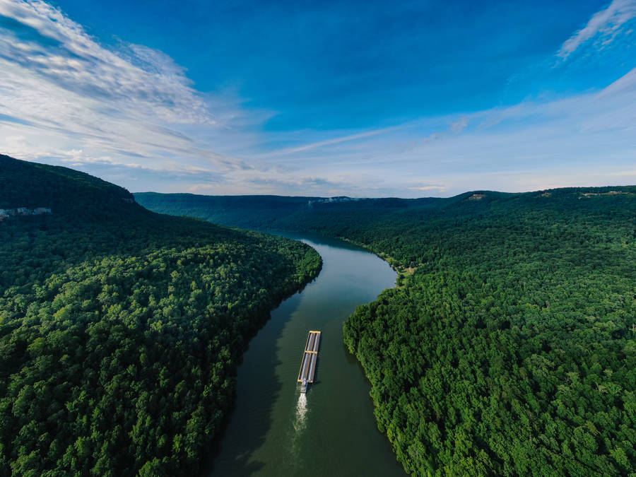 Blue Sky River View Wallpaper