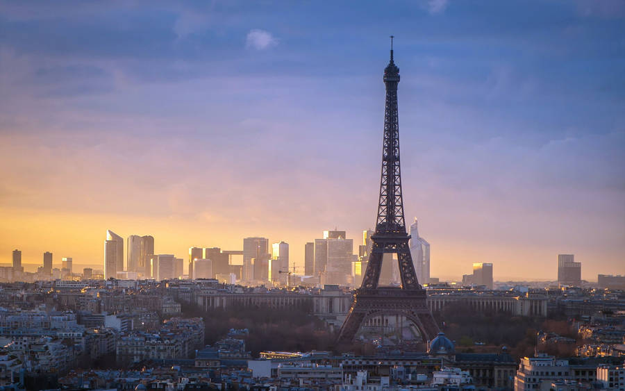 Blue Sky Sunset Eiffel Tower Paris Wallpaper