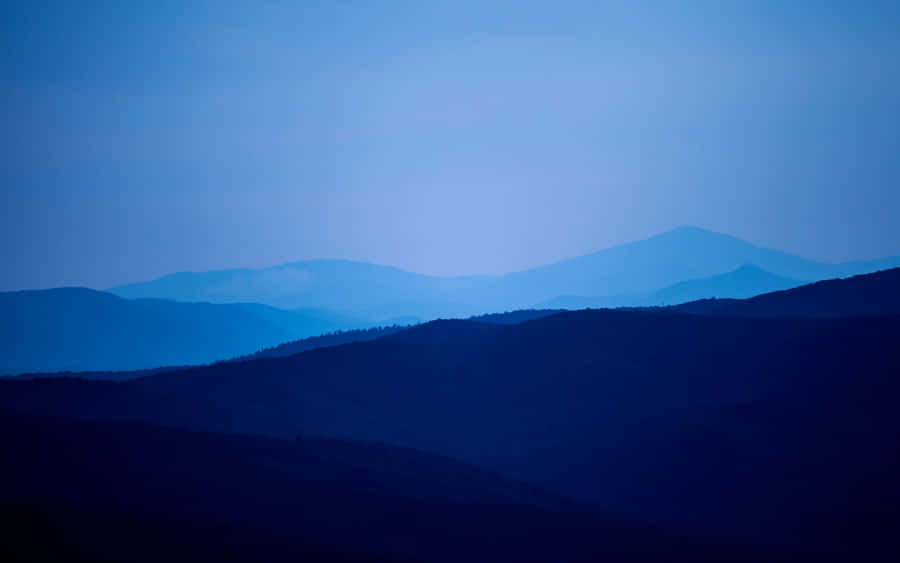 Blue-themed Minimalist Mountain Art Wallpaper