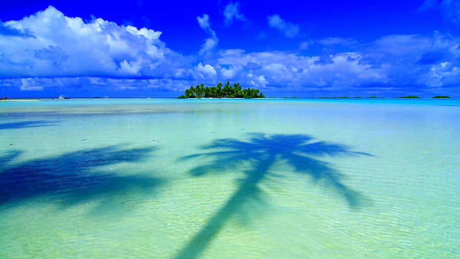 Blue Tropical Island Panoramic Desktop Wallpaper