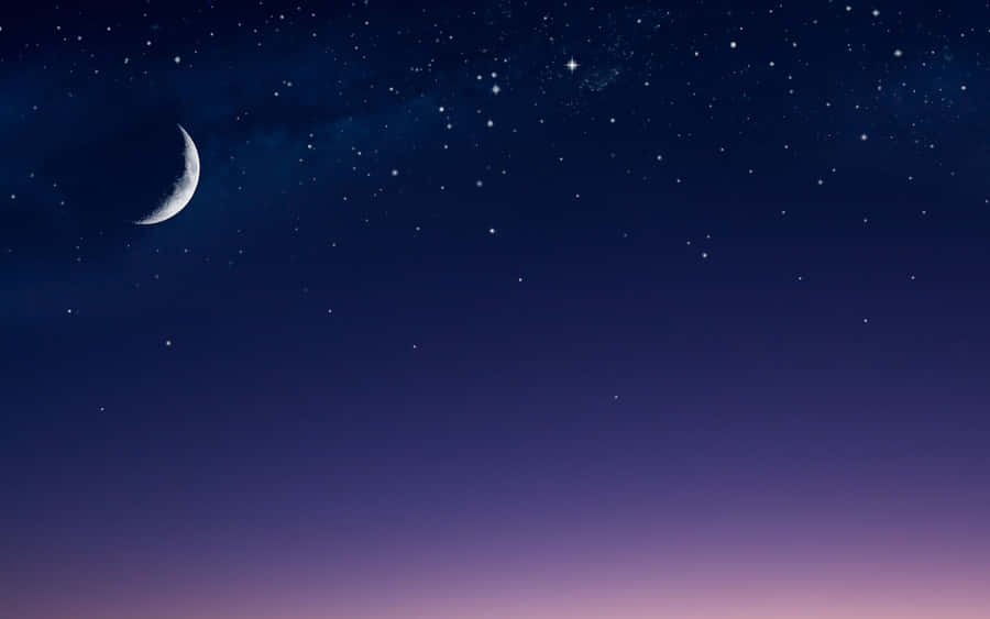 Blue Violet Crescent Night Sky Moon Wallpaper