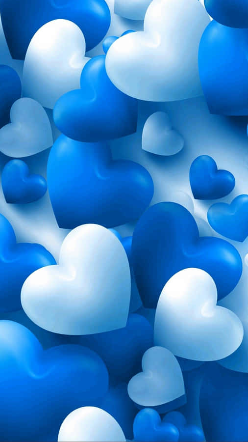 Blue White Hearts Background Wallpaper