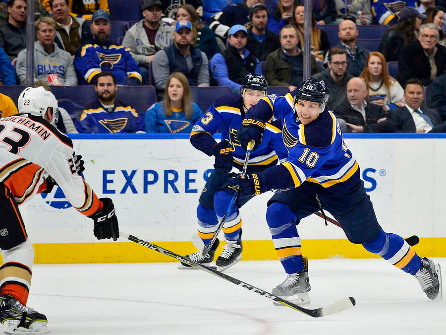 Blues Brayden Schenn Match Versus Anaheim Ducks 2020 Wallpaper