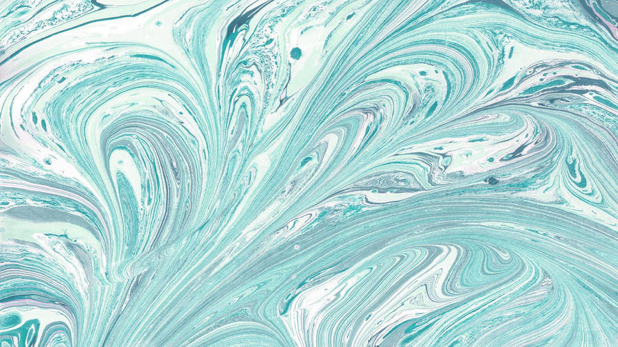 Bluish Green Flowing Liquid Marble Desktop Wallpaper